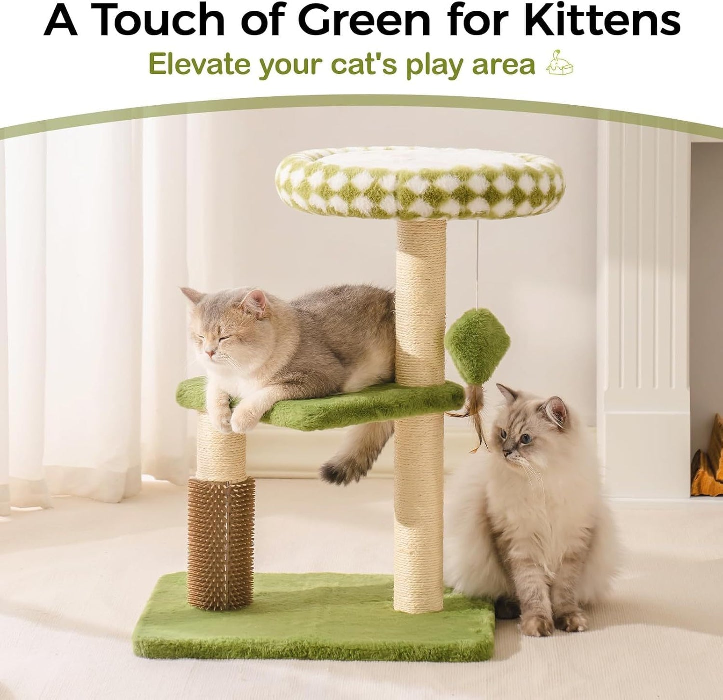 Cat Tree Tower - Multi-Level Scratching Post With Removable Perch & Interactive Toys