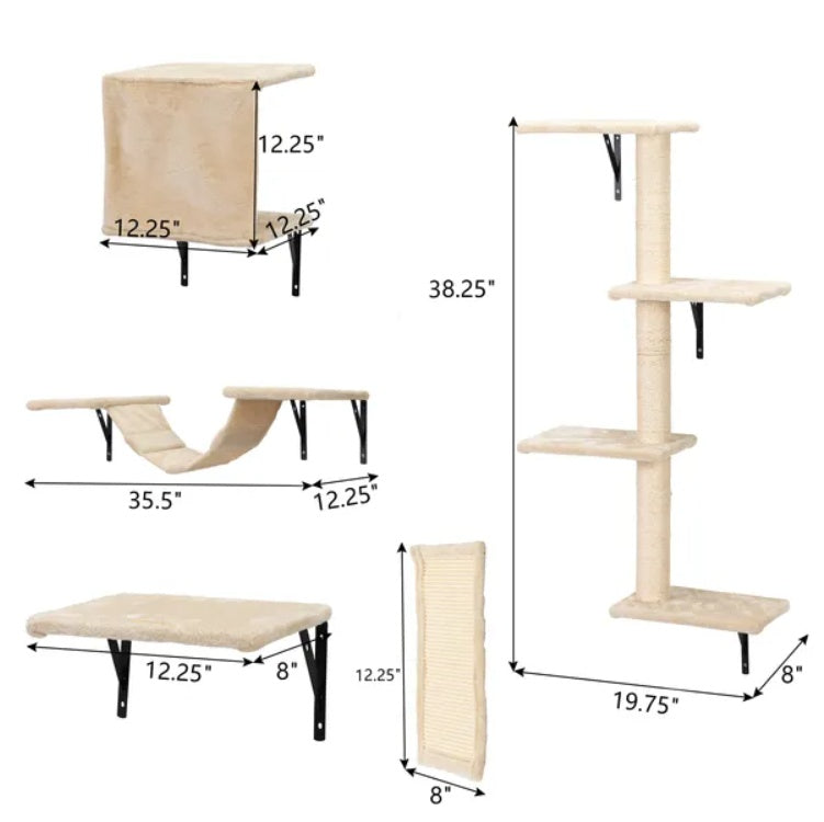 5 Pcs Wall Mounted Cat Climber