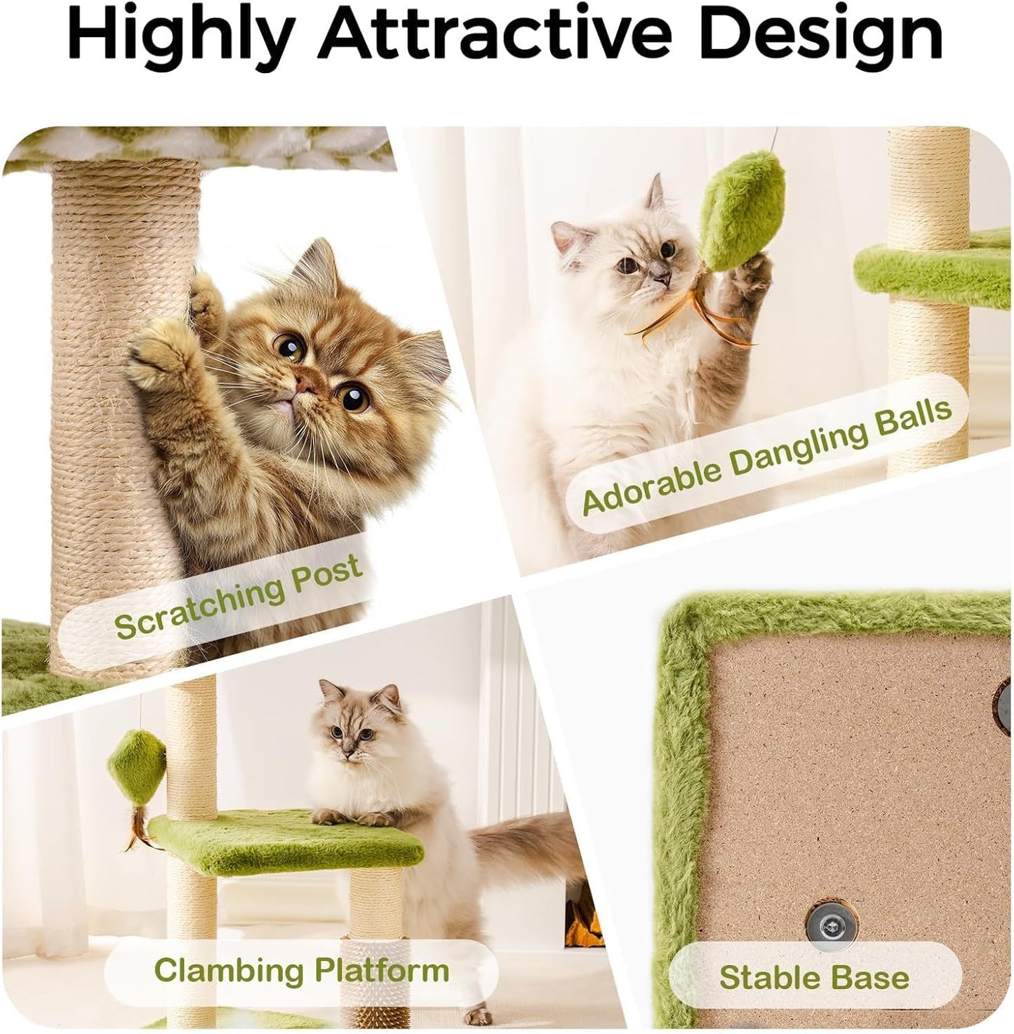Cat Tree Tower  - Multi-Level Scratching Post With Removable Perch & Interactive Toys