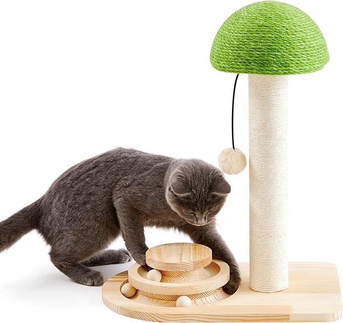 2 In 1 Wooden Interactive Ball Track Ball Cat Scratching Post