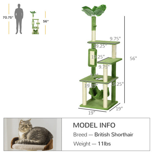 Cat Tree For Indoor Cats With Hammock
